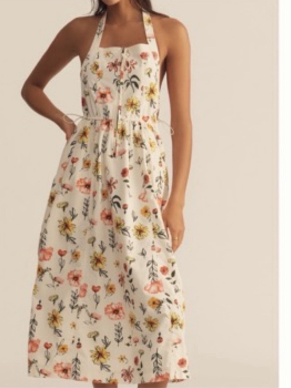 NWT Anthropologie Daily Practice Relaxed Floral Sun Summer  Midi Dress, L
